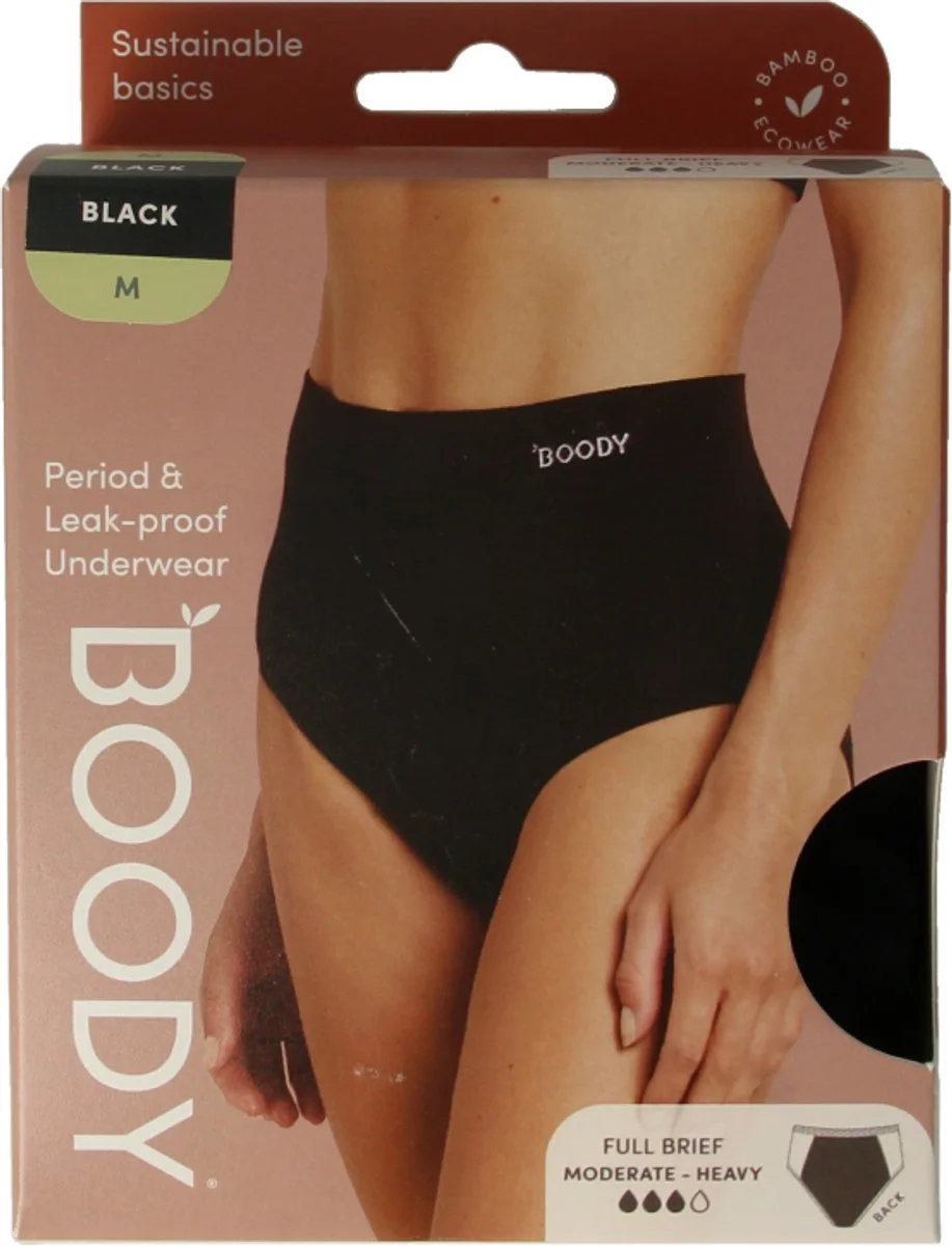 Boody Menstruatieondergoed Tailleslip Zwart Normaal/Hevig Maat M