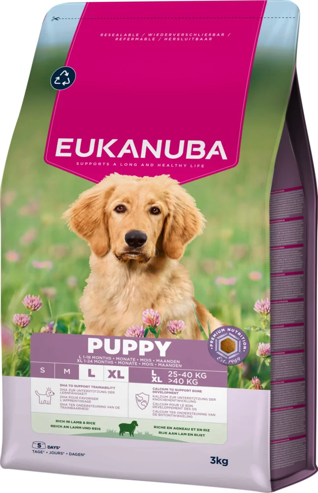 3x Eukanuba Hondenvoer Droog Life Care Dog Puppy & Junior Large Lam en Rijst 3 kg