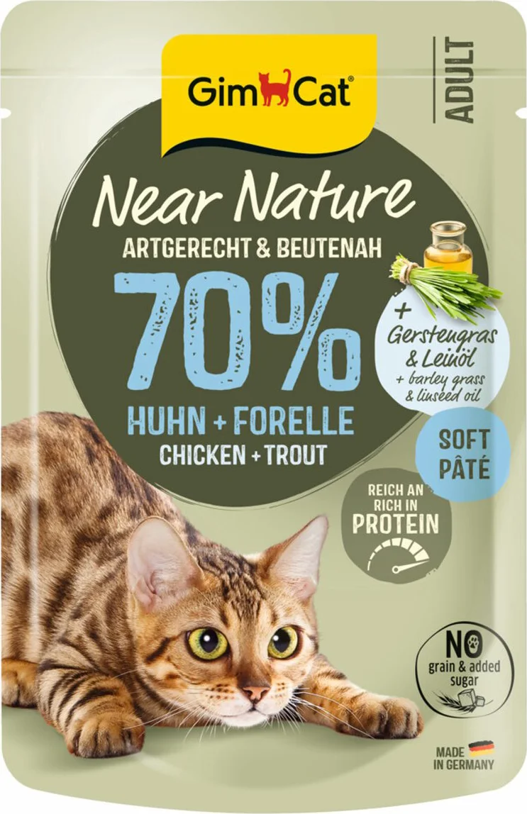 16x GimCat Kattenvoer Near Nature Kip & Forel 85 gr