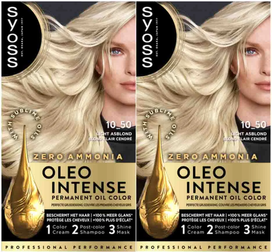 2x Syoss Oleo Intense Haarverf 10-50 Licht Asblond