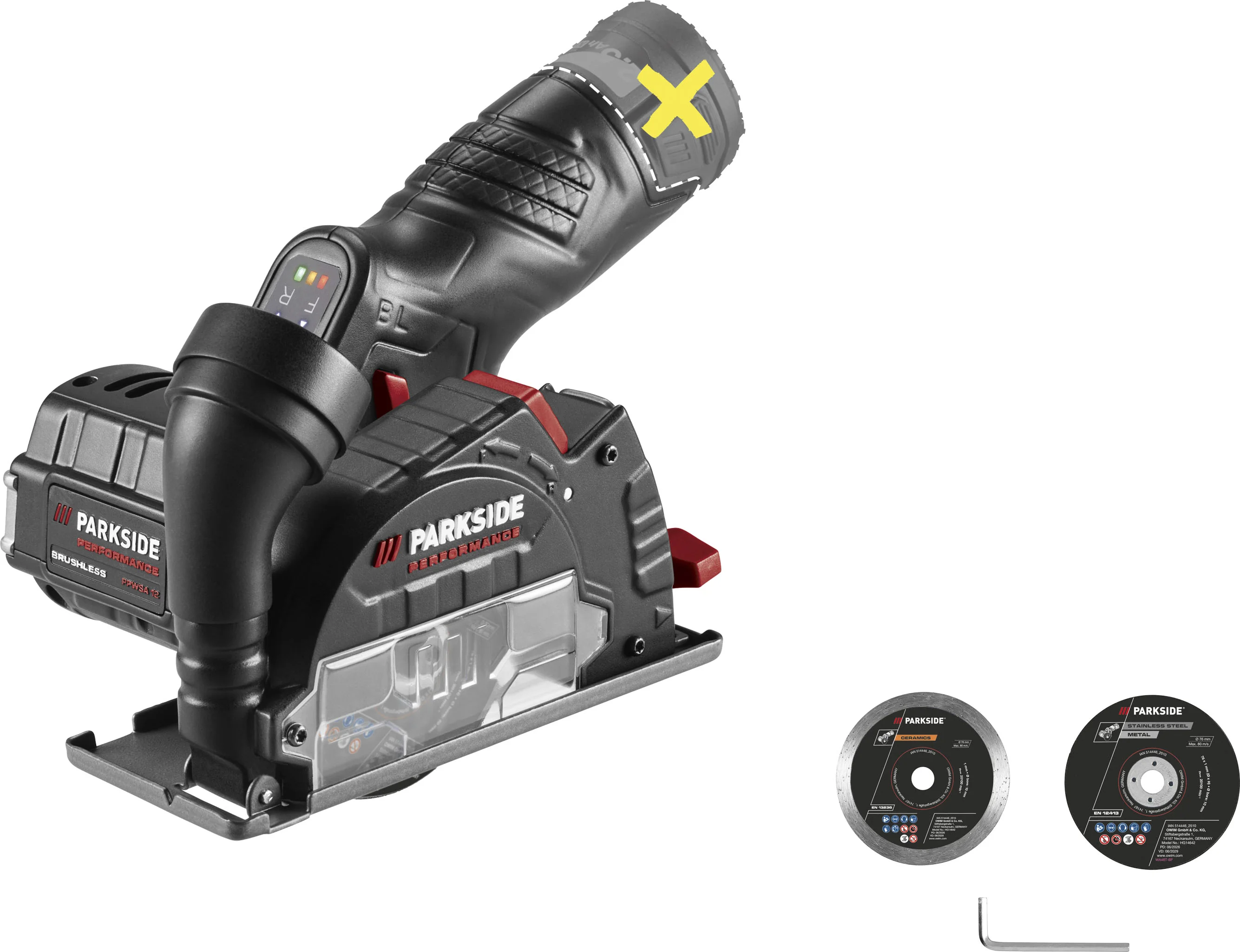 PARKSIDE PERFORMANCE Accu-haakse slijper 12 V, 76 mm, zonder accu en lader