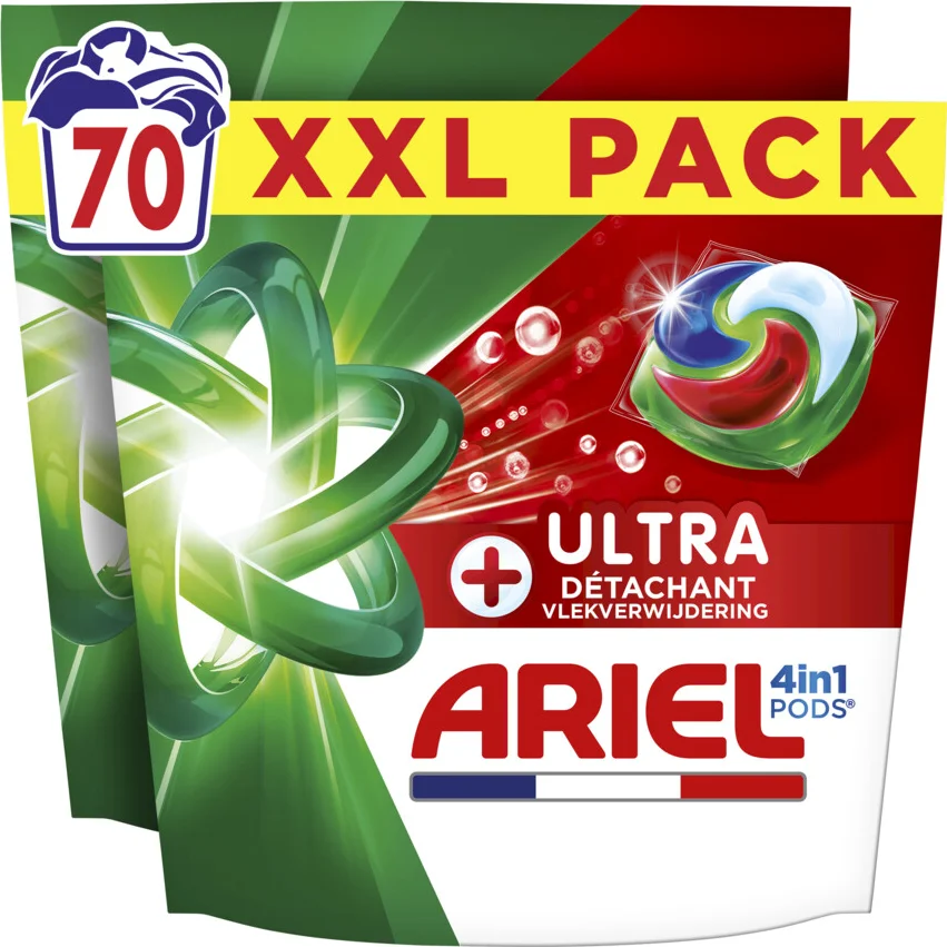 2x Ariel 4in1 Wasmiddel Pods Ultra Vlekverwijderaar 70 stuks
