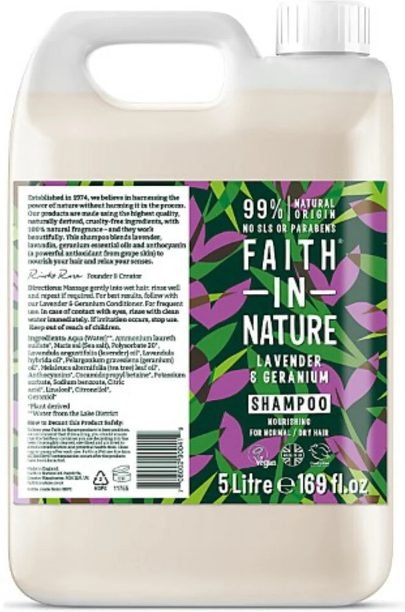 Faith In Nature Lavendel & Geranium Shampoo - Navulling 5LT