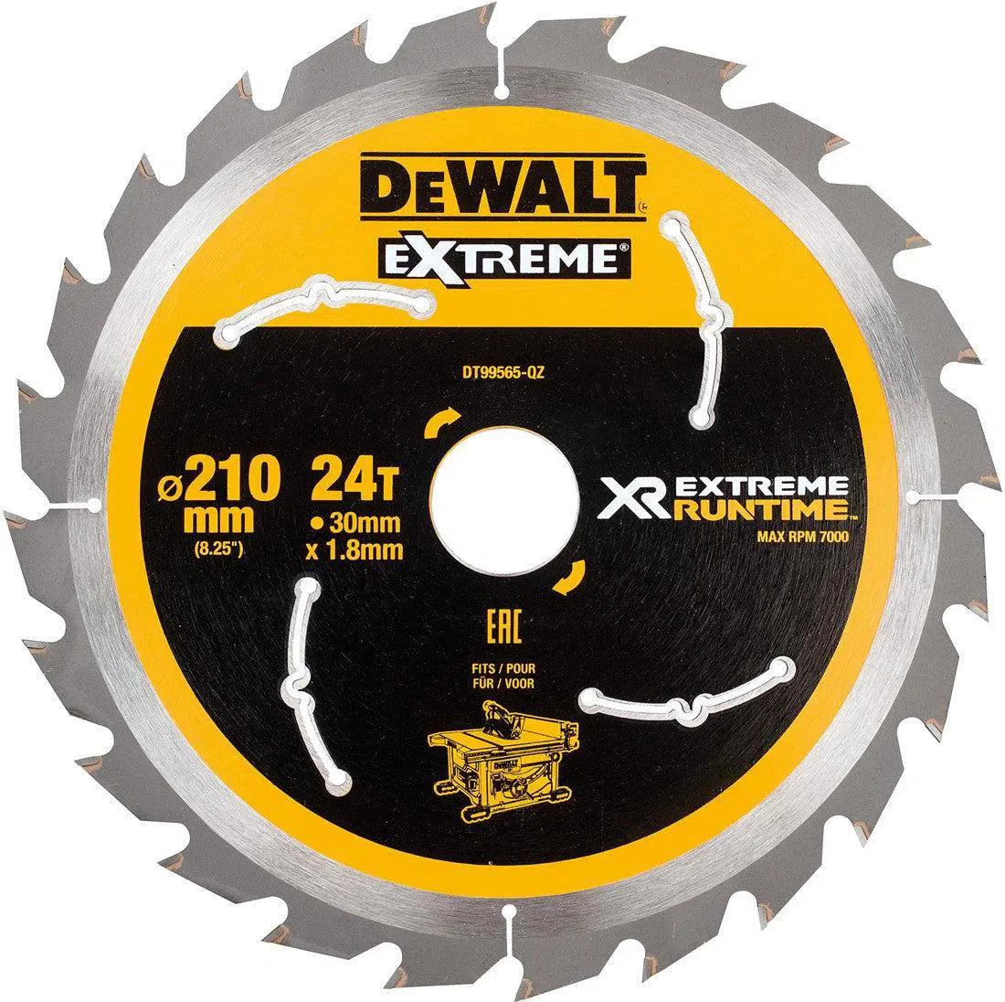DeWALT Cirkelzaagblad voor Hout | Extreme Runtime | Ø 210mm Asgat 30mm 24T - DT99565-QZ
