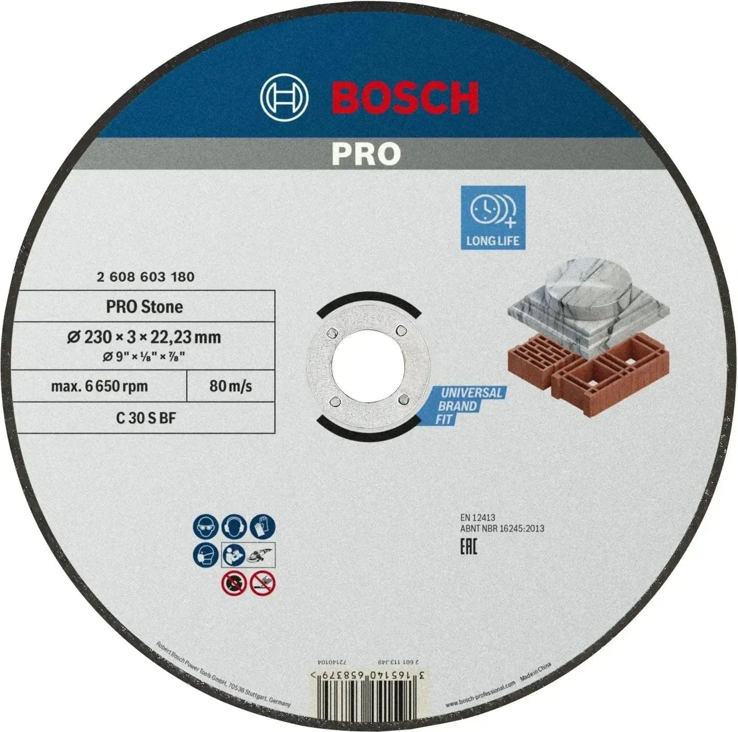 Bosch Professional Doorslijpschijf PRO Stone 230x22,23mm VE=1 - 2608603180