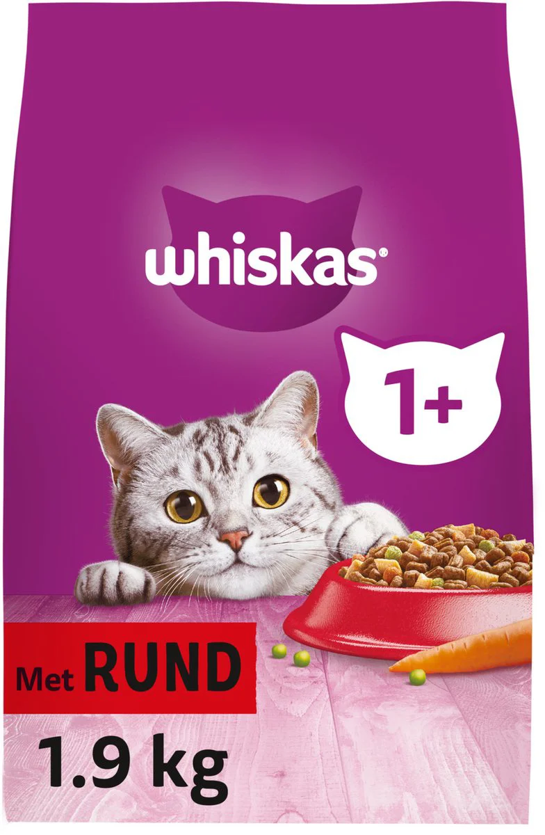 Whiskas 1+ Adult Katten Droogvoer Rund 1,9 kg