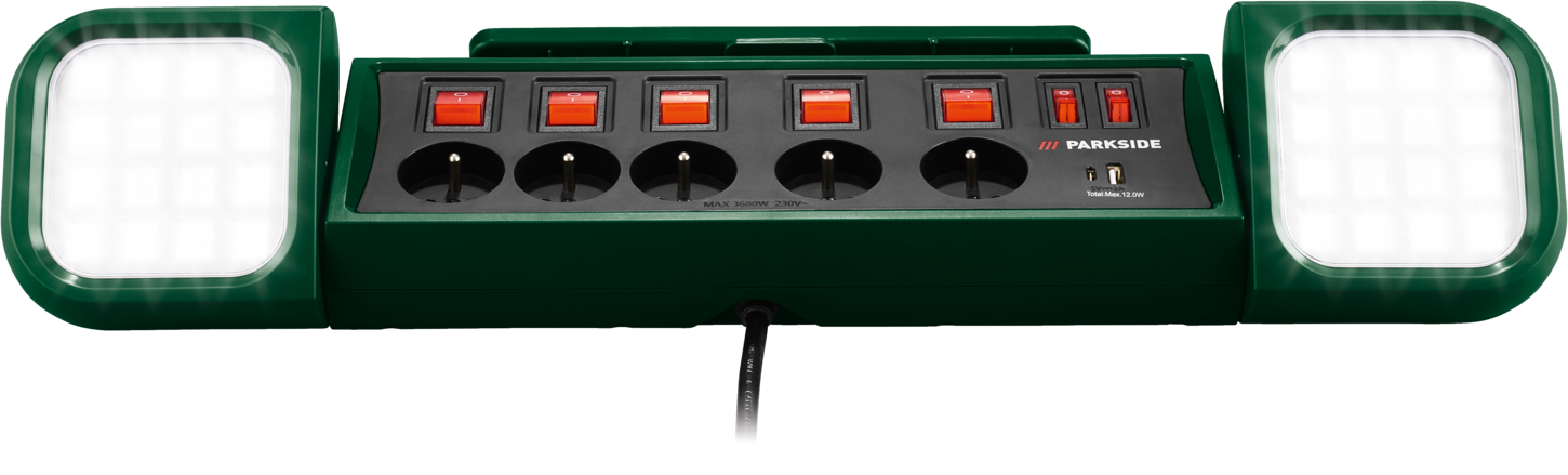 PARKSIDE LED-bouwlamp met stekkerdoos