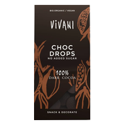 Vivani Chocoladedruppels Puur 100% Cacao Choc Drops 100GR