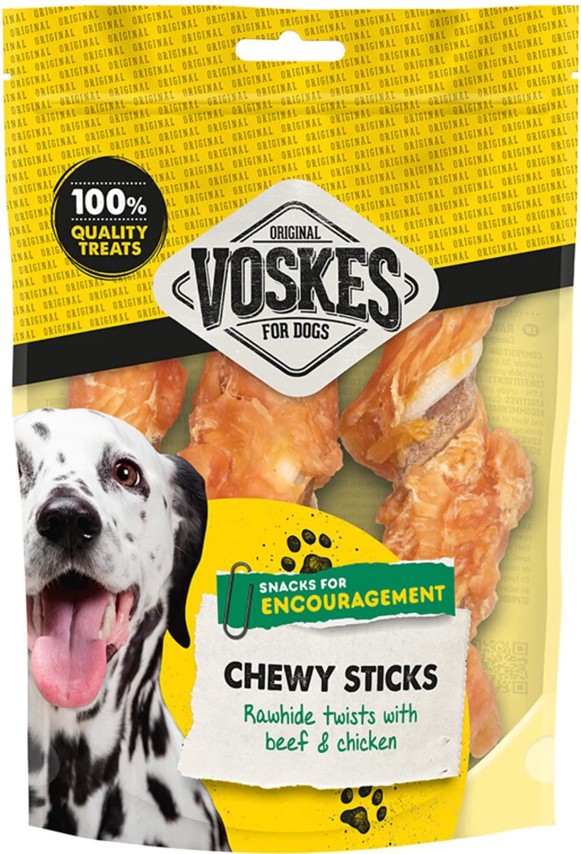 10x Voskes Stick Runderhuid en Rund met Kip M 3 stuks