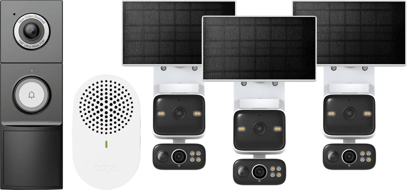 TP-Link Tapo C645D Solar Kit 3-Pack + D235 Smart Battery & Wired Doorbell