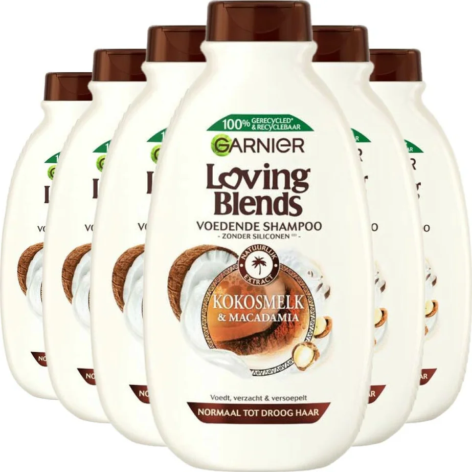 6x Garnier Loving Blends Kokosmelk en Macadamia Shampoo 300 ml