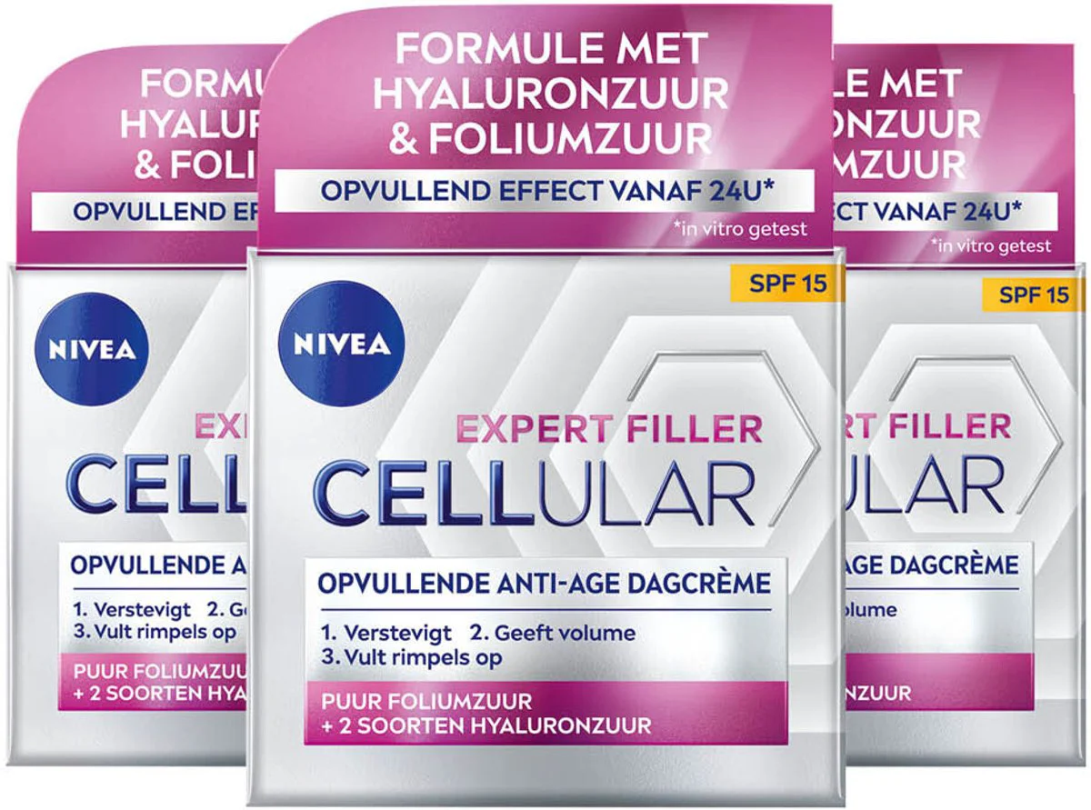 3x NIVEA Cellular Filler Dagcrème Anti-Age SPF 15 50 ml