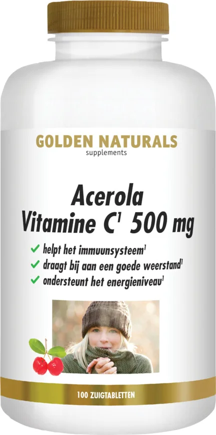 2x Golden Naturals Acerola Vitamine C 500mg 100 zuigtabletten