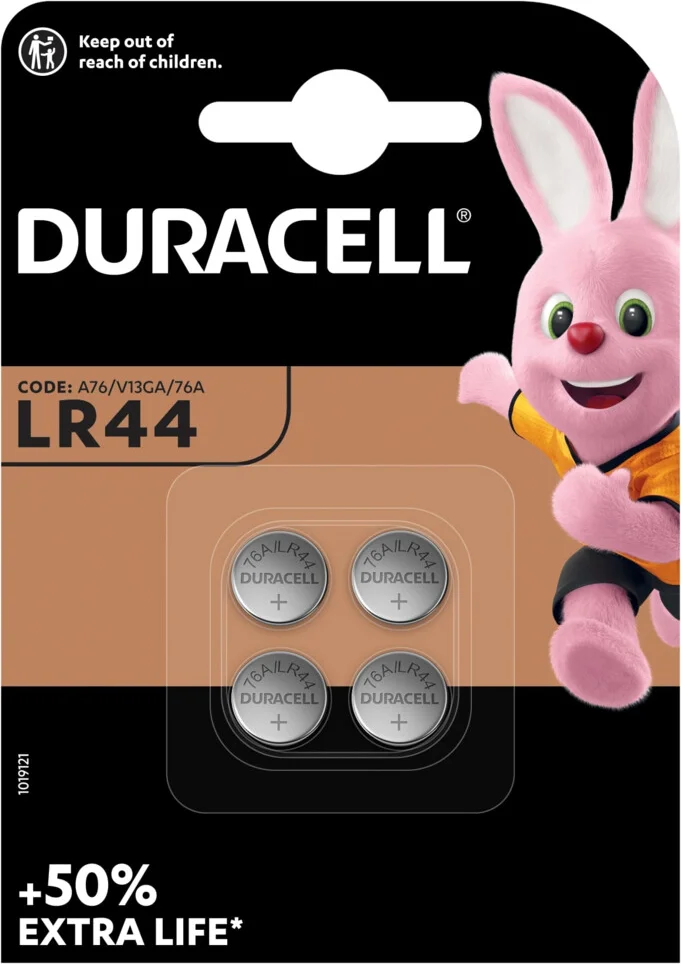 4x Duracell Knoopcelbatterijen LR44 4 stuks