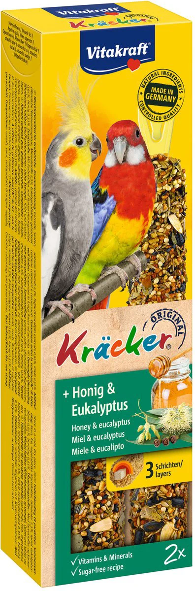 Vitakraft Valkparkiet Kracker Honing - Eucalyptus 2 stuks