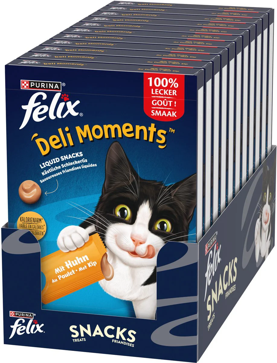 11x Felix Kattensnack Deli Moments Liquid Kip 4 x 10 gr
