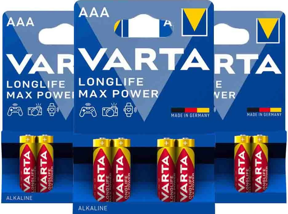 3x Varta Longlife Max Power Alkaline Batterijen AAA 4 stuks