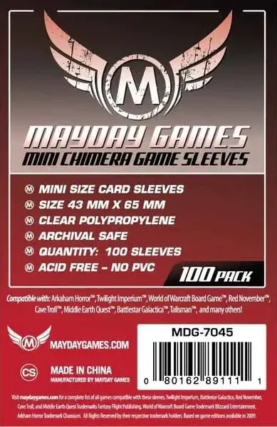Mini Chimera Game Sleeves 43x65 mm (100 Pack) (Red)