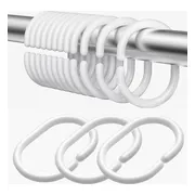 Douchegordijn Ringen Set met 12 stuks – Kunststof Shower Curtain Rings - Wit