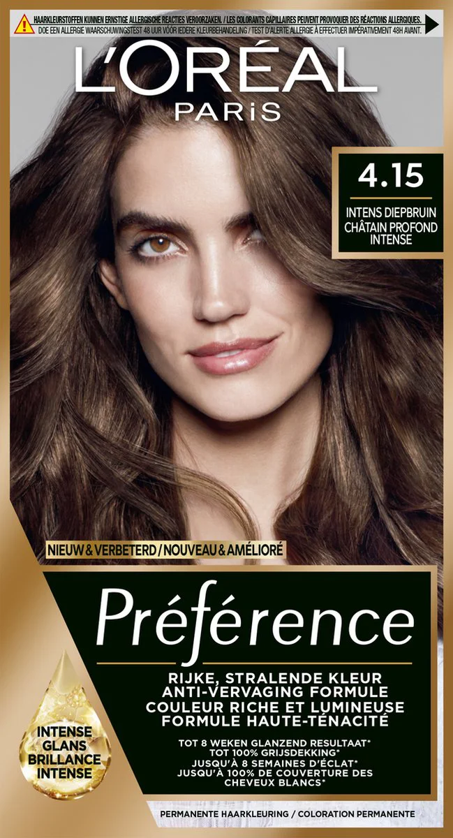 L'Oréal Préférence Permanente Haarkleuring 4.15 Diep Kastanjebruin