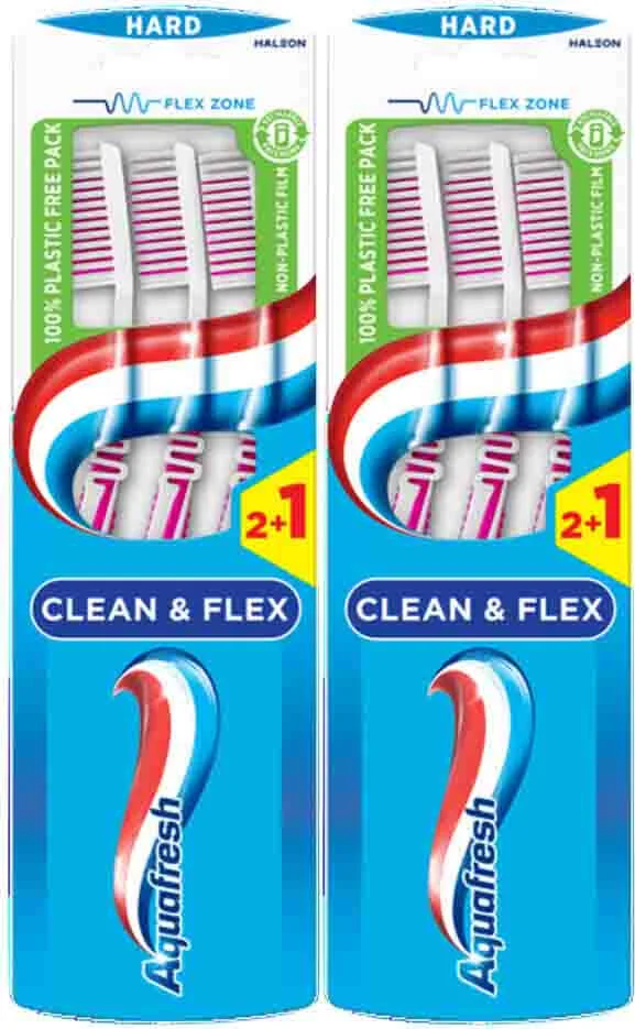 2x Aquafresh Tandenborstel Clean & Flex Hard 3 stuks