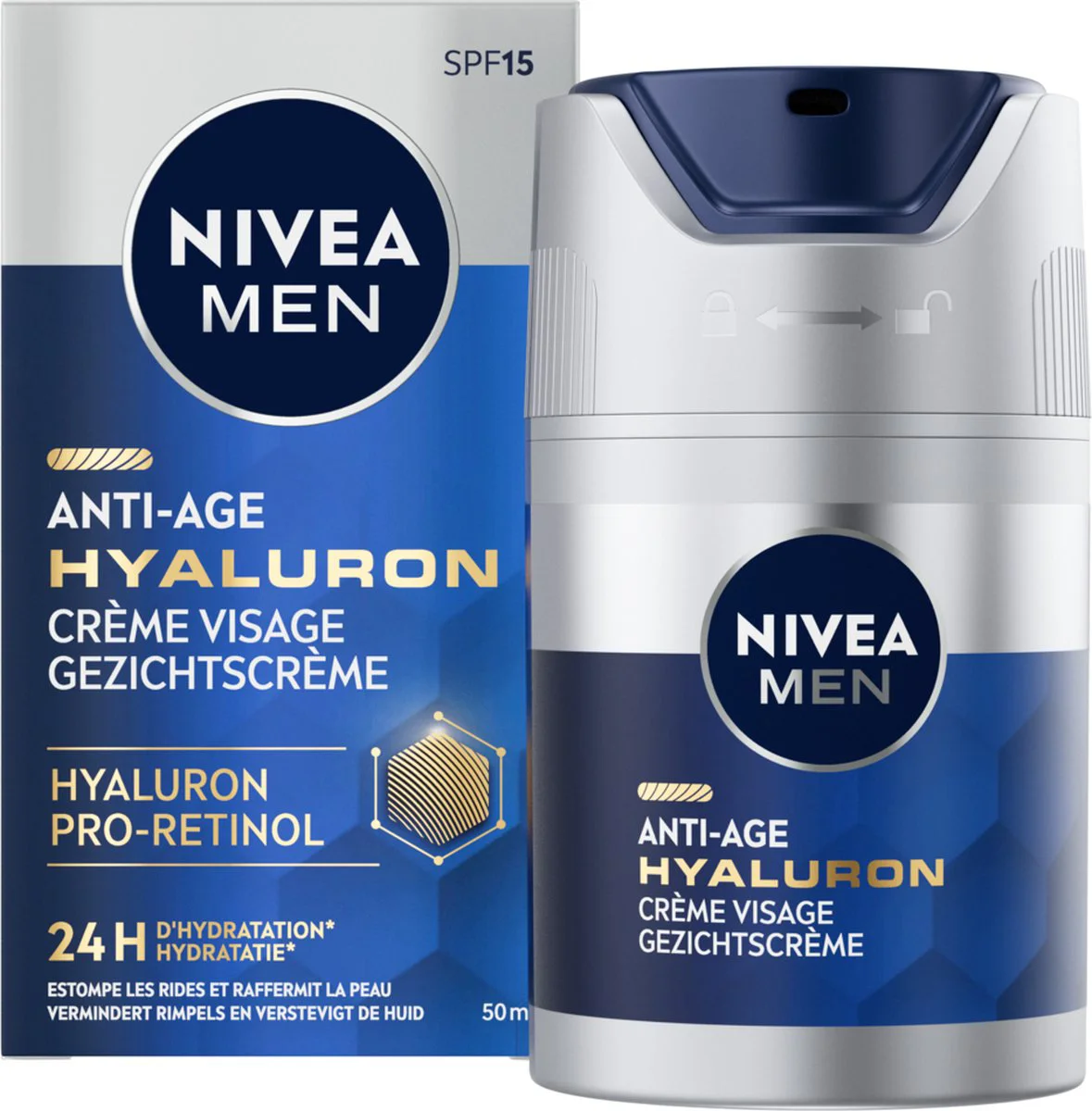 NIVEA Men Anti-Age Hyaluron Gezichtcrème SPF 15 50 ml