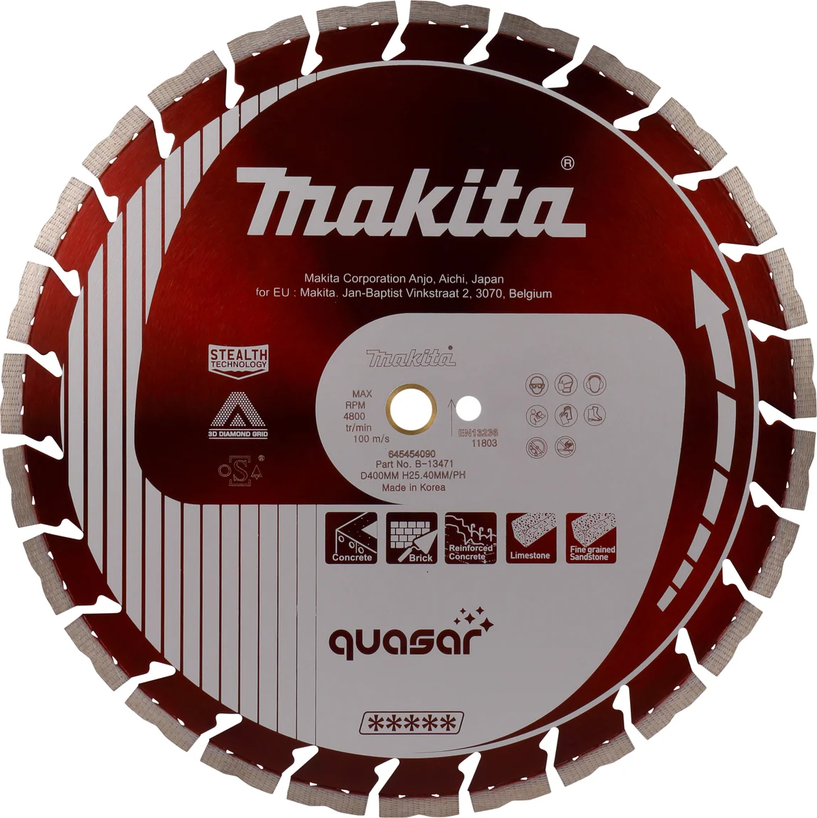 Makita B-13471 Diamantschijf | 400 x 25,4 x 3,0 mm | + reduceerring 20 mm