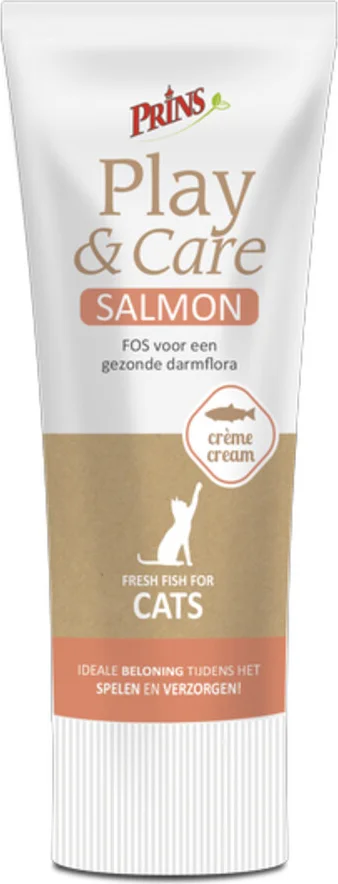 6x Prins Play & Care Kattensnacks Zalm 75 gr