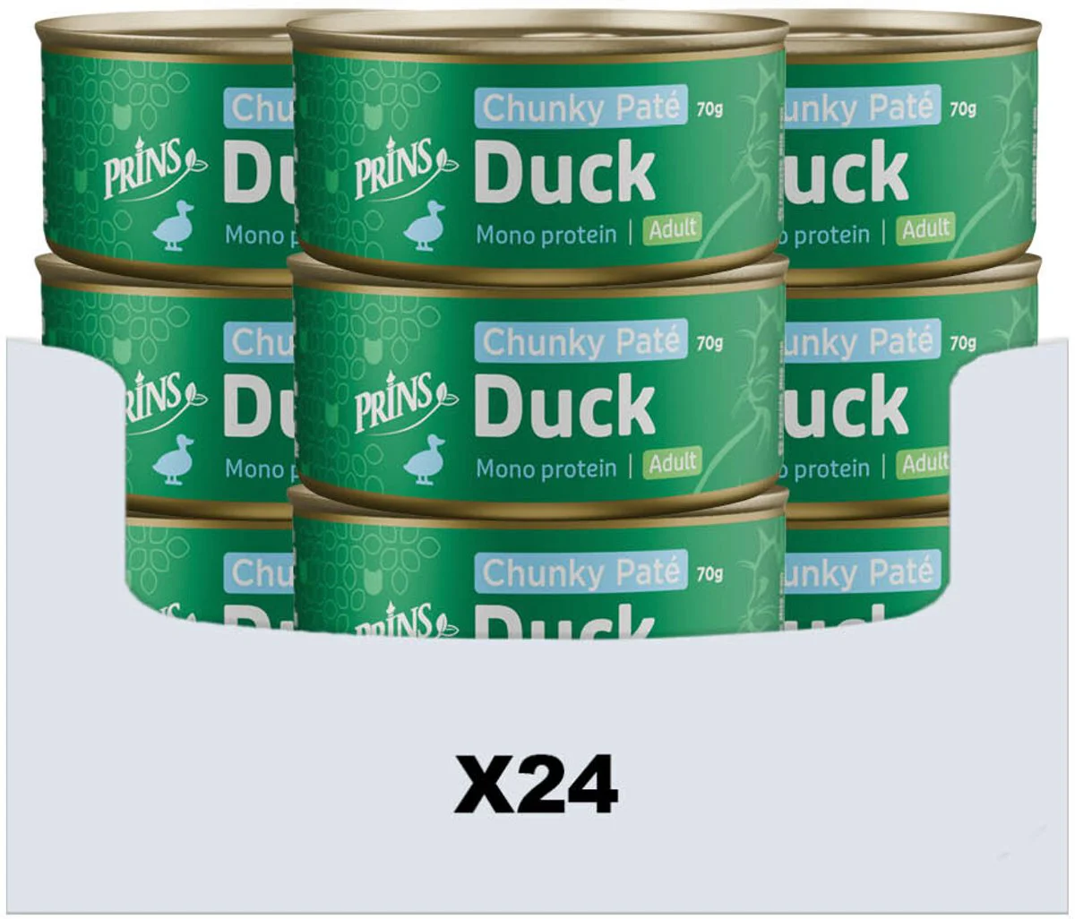 24x Prins Chunky Paté Kattenvoer Nat Eend 70 gr
