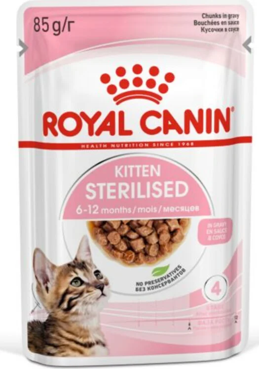 96x Royal Canin Kitten Sterilised Gravy Kattenvoer Nat 85 gr