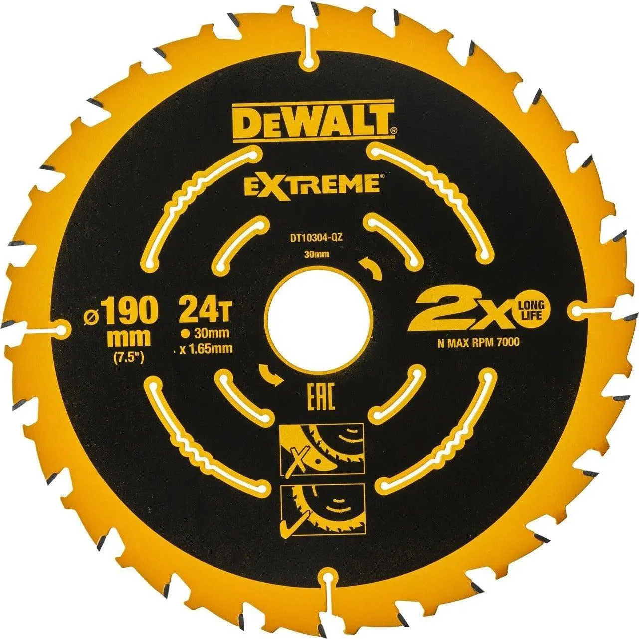 DeWALT Cirkelzaagblad voor Multimaterial | Extreme | Ø 190mm Asgat 30mm 24T - DT10304-QZ