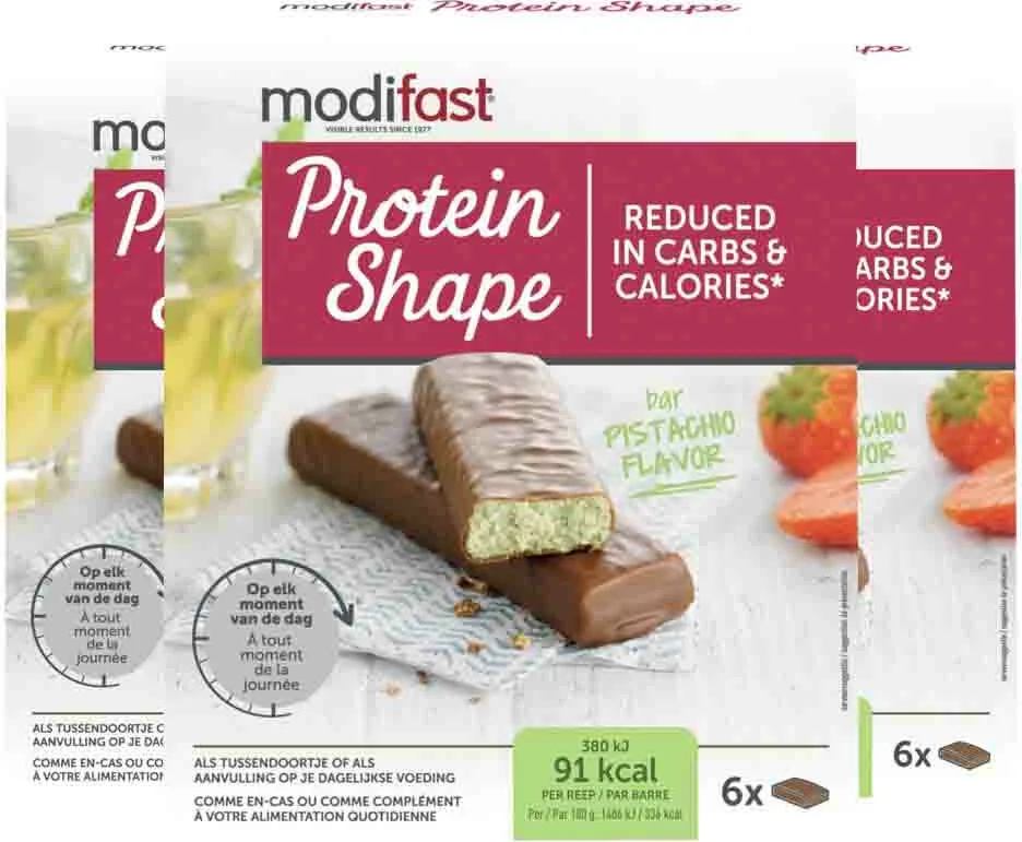 3x Modifast Protein Shape Reep Chocolade-Pistache 6 x 27 gr