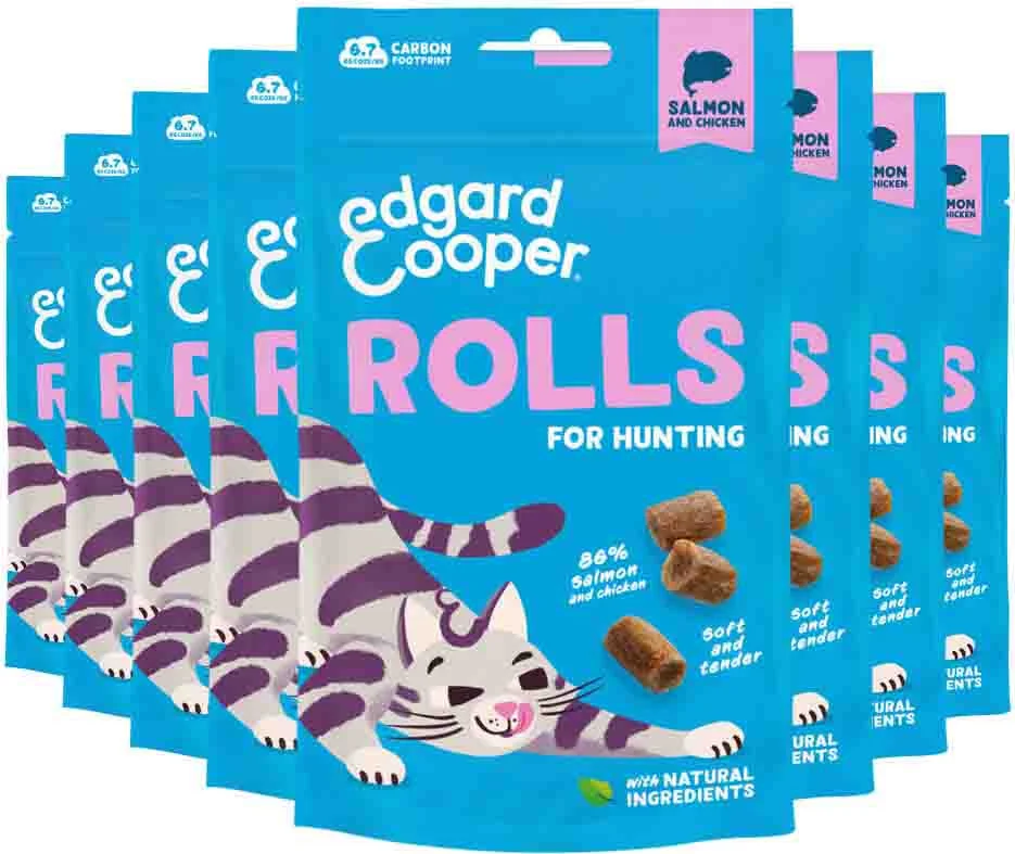 8x Edgard & Cooper Adult Rolls Kattensnack Zalm 45 gr
