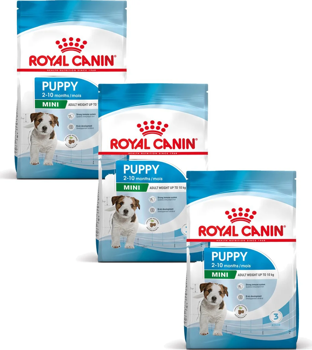 3x Royal Canin Hondenvoer Droog Mini Puppy 2 kg