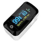 BURCH Med® - Pro Saturatiemeter zuurstofmeter vinger - Saturatiemeters met hartslagmeter & oximeter - Saturatiemeter best getest - CE/FAGG saturatiemeter medisch goedgekeurd - WIT- NL FR EN - Koord Tasje Batterijen