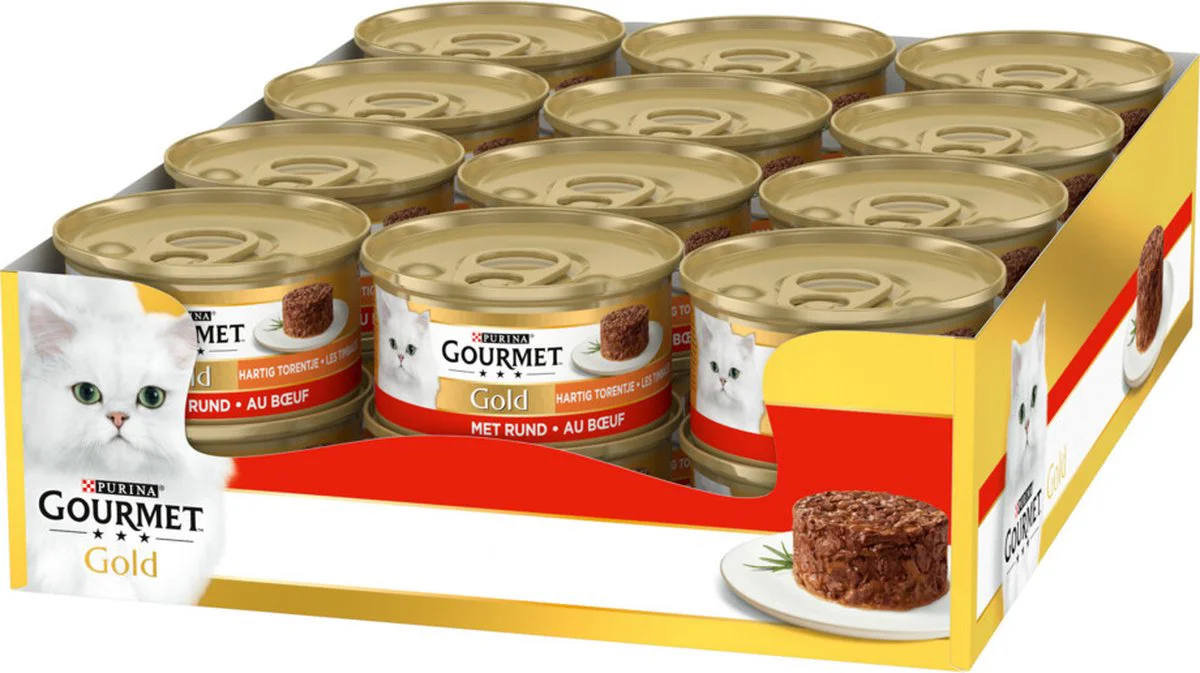 24x Gourmet Gold Kattenvoer Nat Hartig Torentje Rund 85 gr