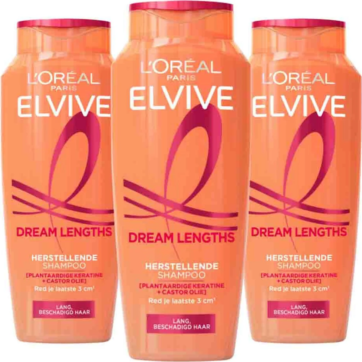 3x L'Oréal Elvive Dream Lengths Shampoo 250 ml