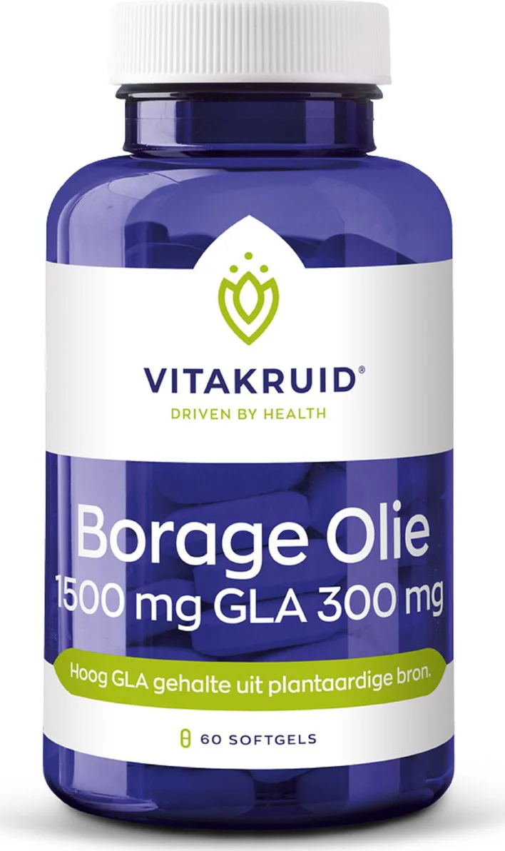 Vitakruid Borage Olie 1500mg GLA 300mg uit plantaardige bron 60SG