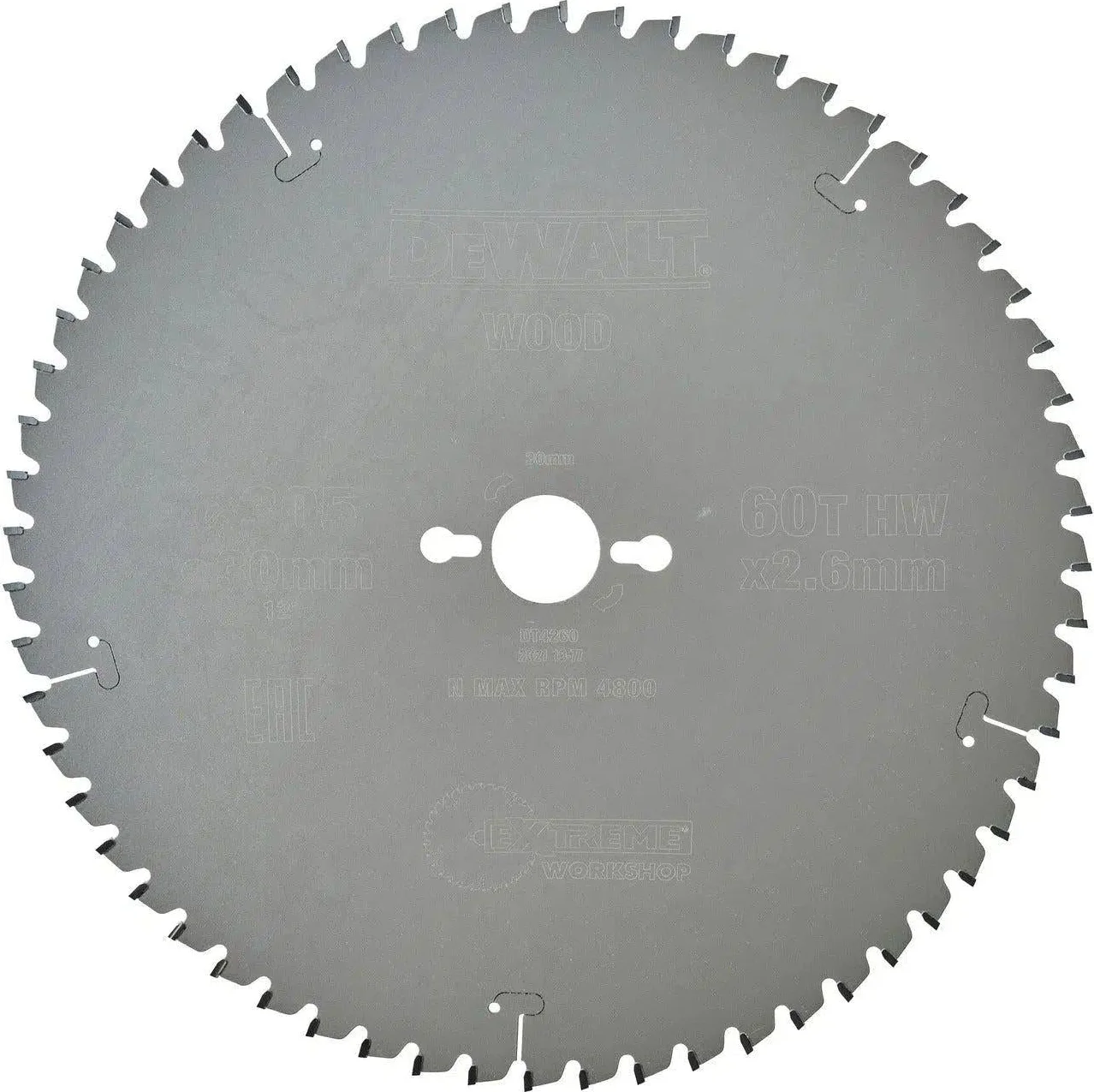 DeWALT Cirkelzaagblad voor Hout | Extreme | Ø 305mm Asgat 30mm 60T - DT4260-QZ