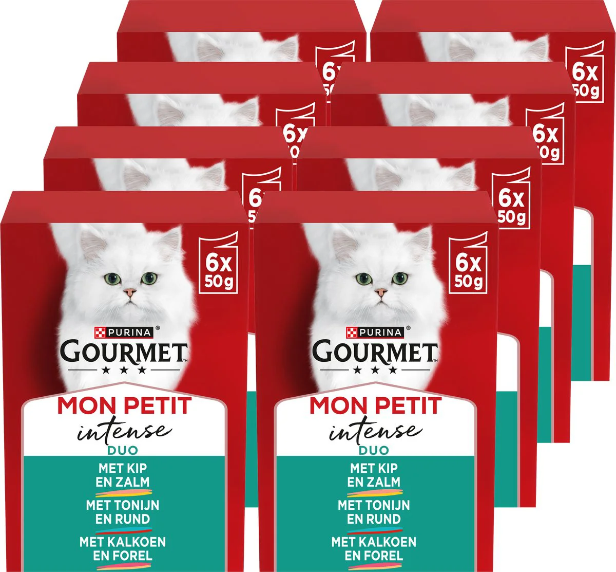 8x Gourmet Mon Petit Kattenvoer Nat Vis & Vlees 6 x 50 gr