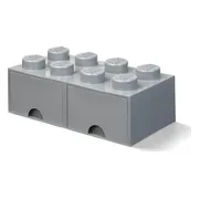 LEGO Opbergsteen met 8 noppen en 2 lades - donkergrijs