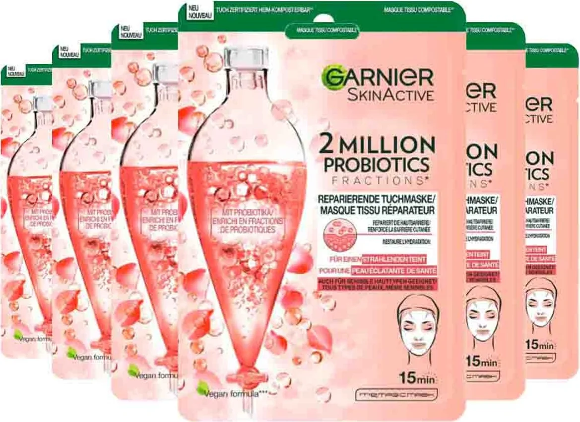 6x Garnier Tissuemasker 2 Millions Probiotics 22 gr