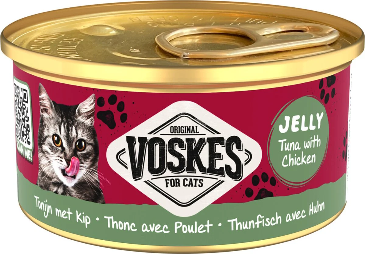24x Voskes Kattenvoer Nat Gelei Tonijn & Kip 85 gr