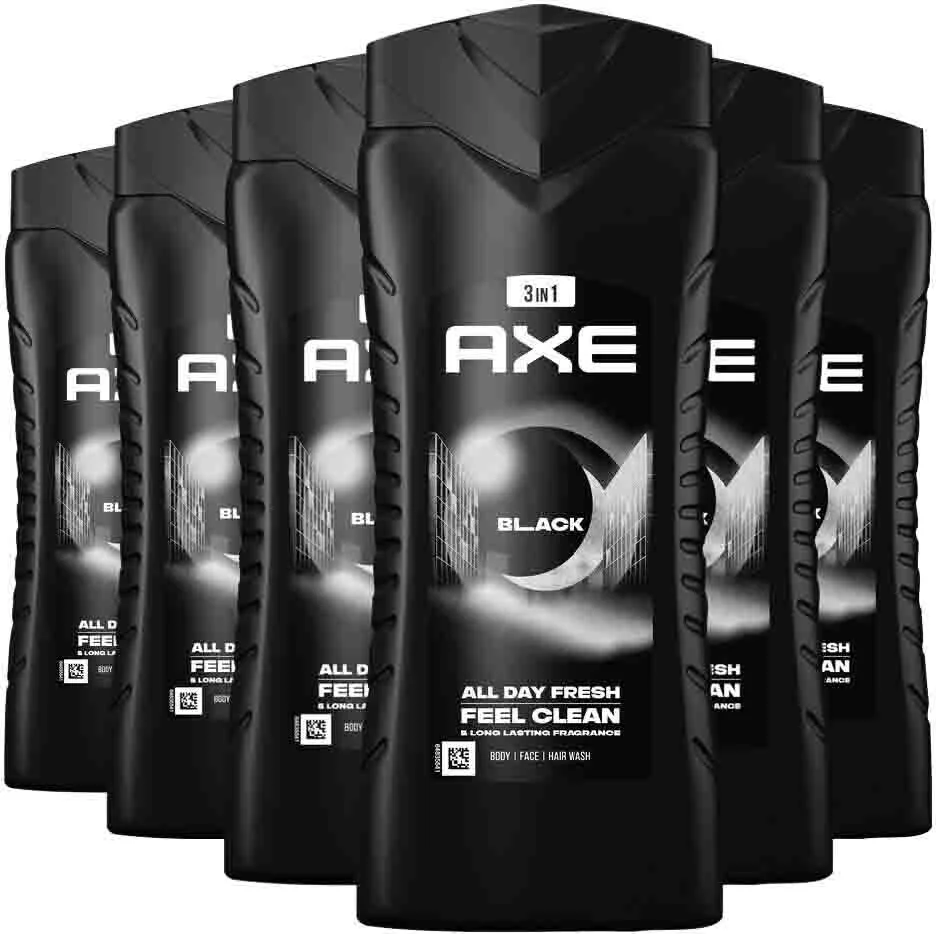6x Axe 3in1 Douchegel Black 400 ml