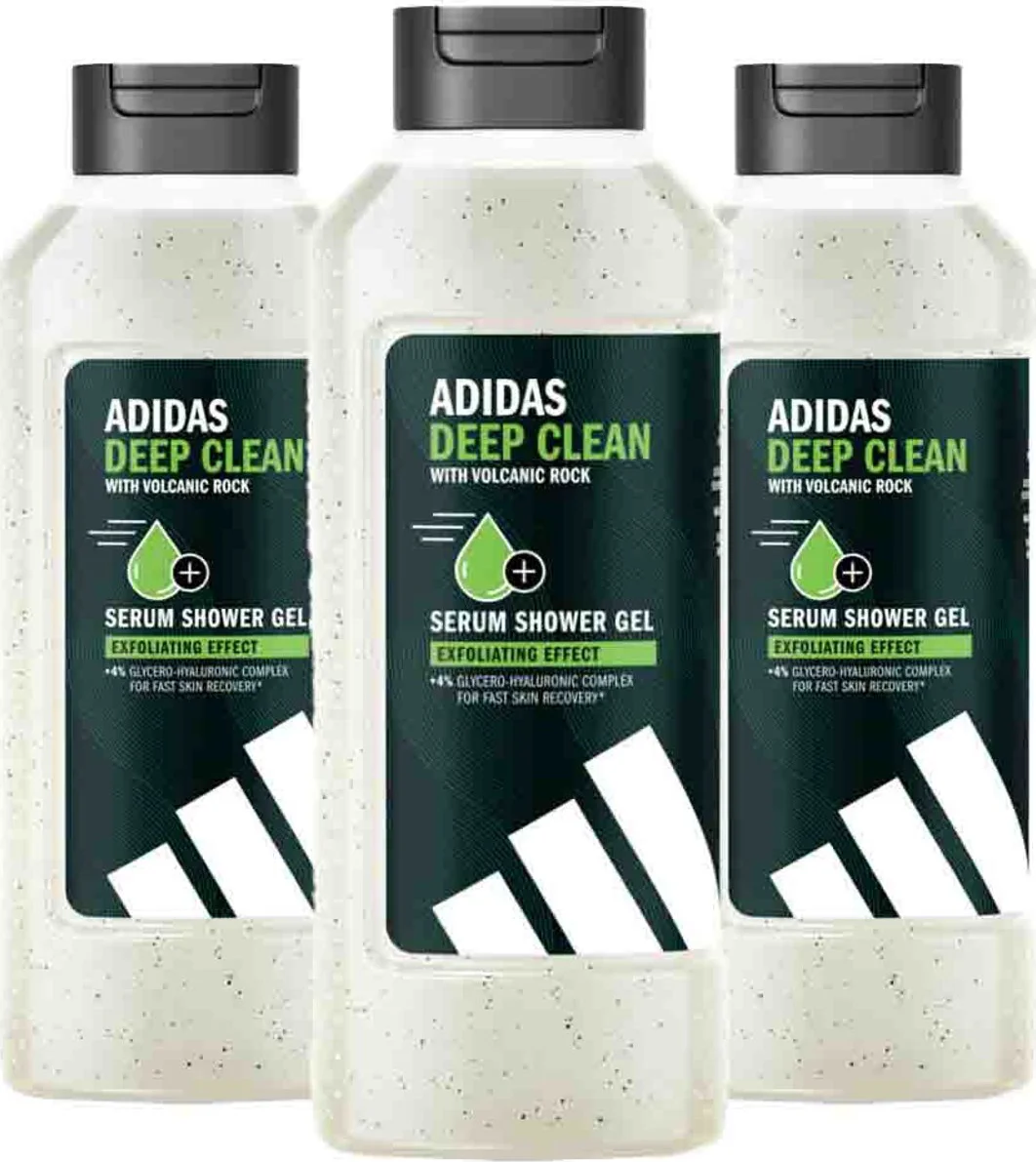 3x Adidas Shower Gel Active Skin & Mind Deep Clean 400 ml