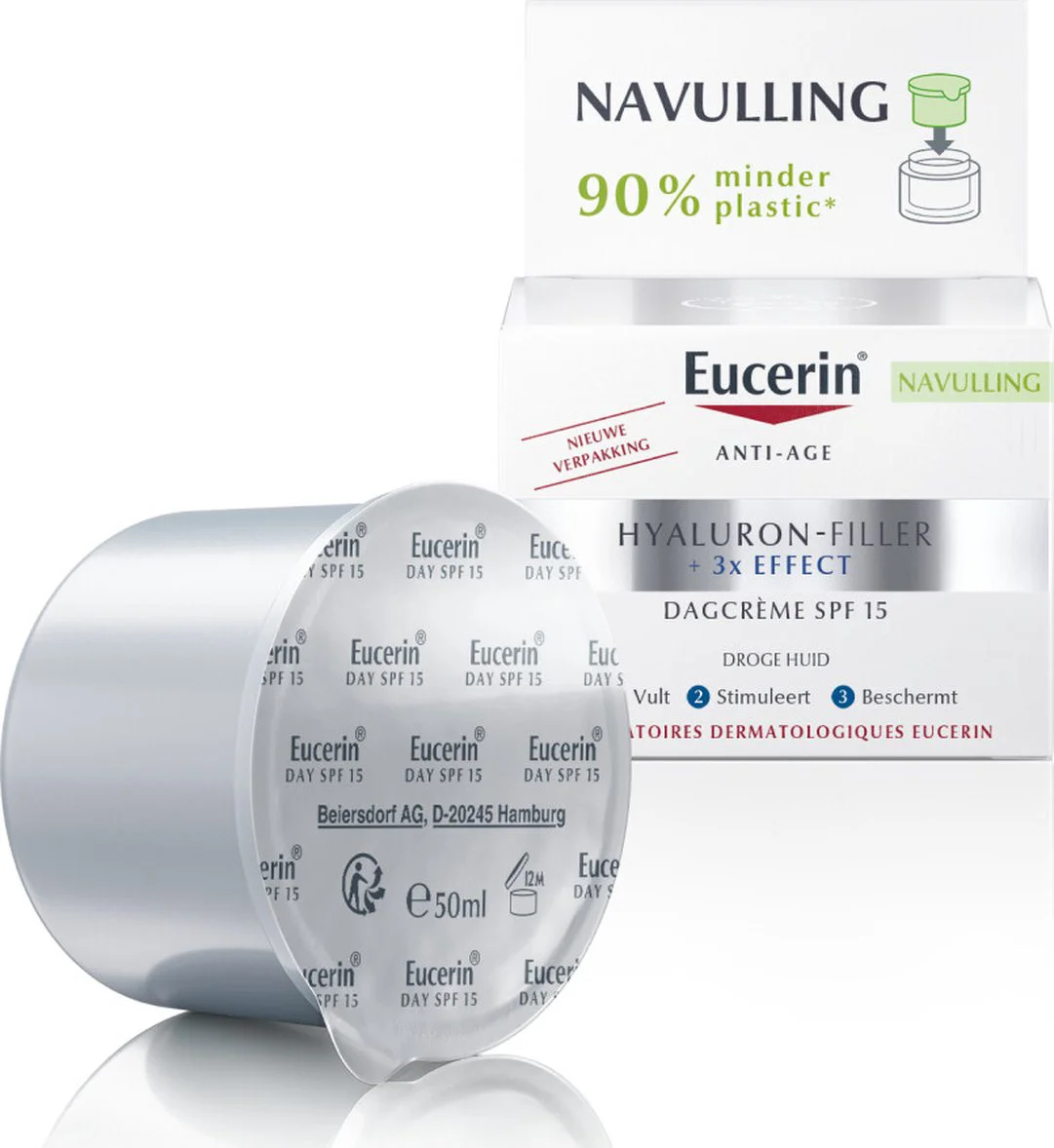 Eucerin Hyaluron-Filler + 3x Effect Dagcrème Droge Huid SPF 15 Navulling 50 ml