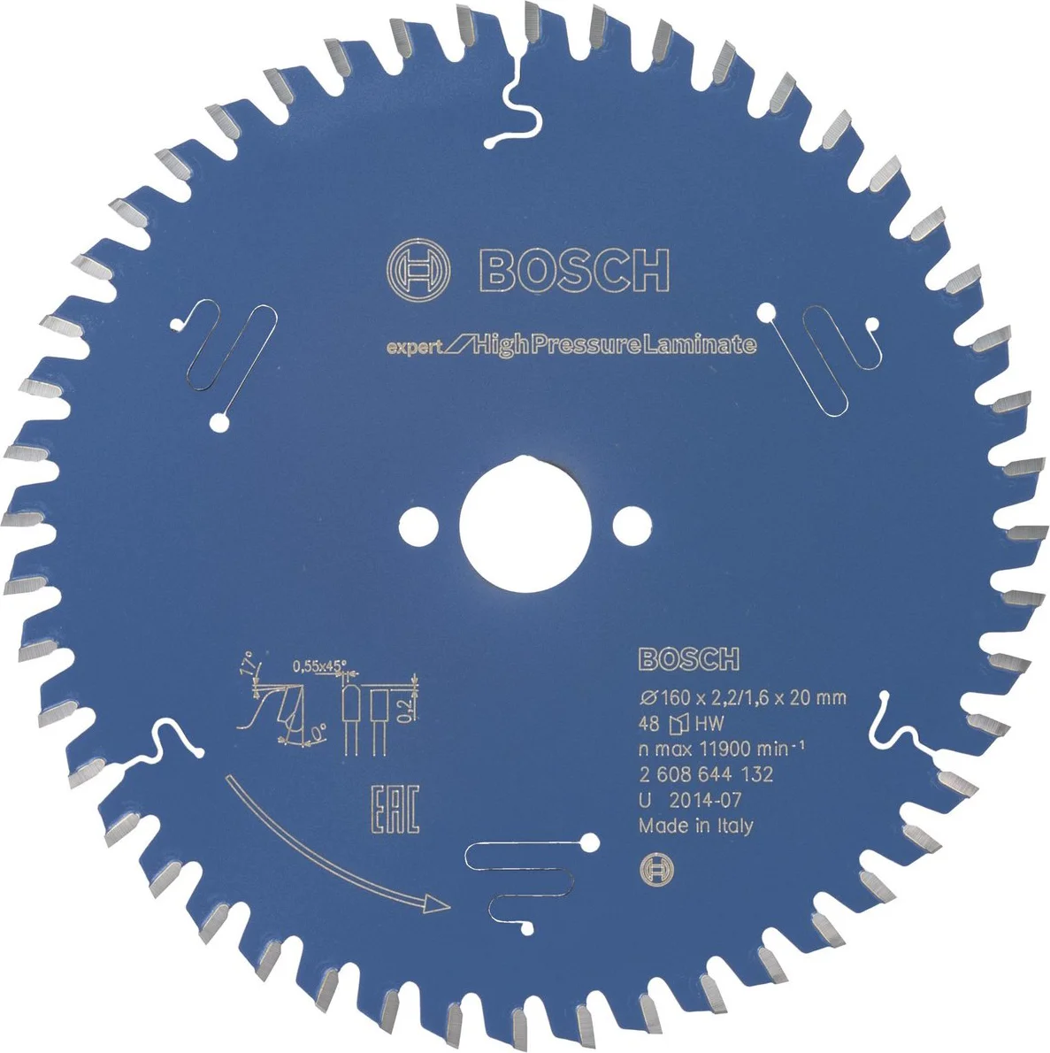 Bosch Professional Cirkelzaagblad EXPERT High Pressure Laminate | Ø 160 x 2,2 x 20mm 48T - 2608644132