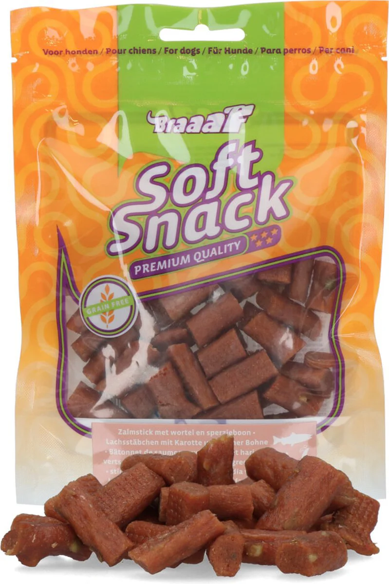 Braaaf Hondensnack Sticks Wortel - Sperzieboon - Zalm 85 gr