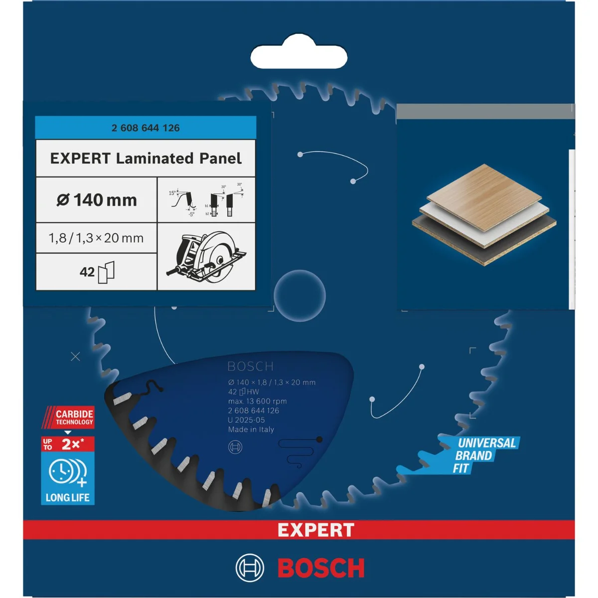 Bosch Professional Cirkelzaagblad EXPERT Laminated Panel | Ø 140 x 1,8 x 20mm 42T - 2608644126