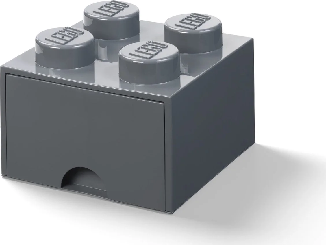 LEGO Opbergsteen met 4 noppen en 1 lade - donkergrijs